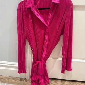 Peppermayo Pink Tie Front Notched dress